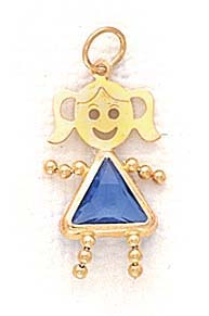 
14k 5mm Girl September Birthstone Cubic Zirconia Gold Face Pendant
