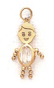 
14k 3x5mm Boy April Birthstone Cubic Zirconia Gold Face Pendant
