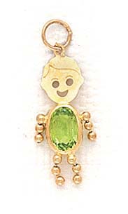 
14k 3x5mm Boy August Birthstone Cubic Zirconia Gold Face Pendant
