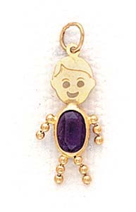 
14k 3x5mm Boy February Birthstone Cubic Zirconia Gold Face Pendant
