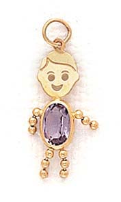 
14k 3x5mm Boy June Birthstone Cubic Zirconia Gold Face Pendant
