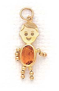 
14k 3x5mm Boy November Birthstone Cubic Zirconia Gold Face Pendant
