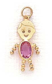 
14k 3x5mm Boy October Birthstone Cubic Zirconia Gold Face Pendant
