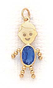 
14k 3x5mm Boy September Birthstone Cubic Zirconia Gold Face Pendant
