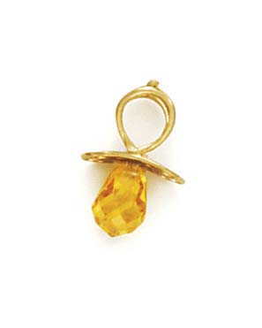 
14k Yellow Gold November Birthstone Pacifier Pendant 5/8 Inch long
