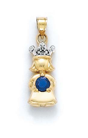 
14k Diamond & Sapphire-Blue Birthstone Princess Pendant
