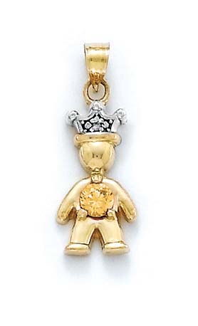 
14k Diamond & Citrine-Yellow Birthstone Prince Pendant 1Inch
