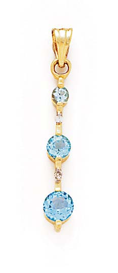 
14k Yellow Gold Blue Topaz and Diamond Pendant
