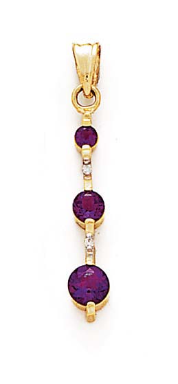 
14k Yellow Gold Amethyst and Diamond Pendant
