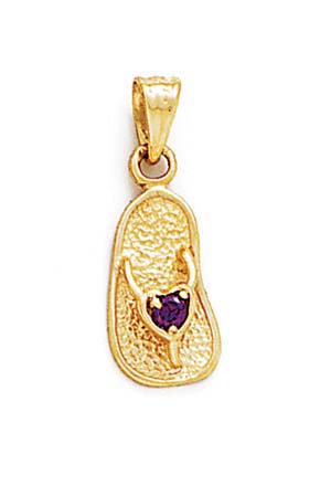 
14k Yellow Gold 2.5mm Purple Birthstone Sandal Pendant
