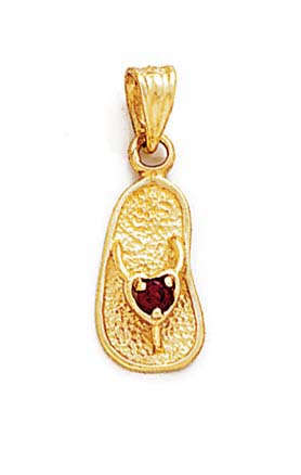 
14k Yellow Gold 2.5mm Red Birthstone Sandal Pendant
