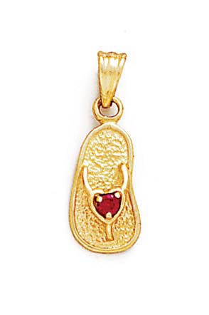 
14k Yellow Gold 2.5mm Red Birthstone Sandal Pendant
