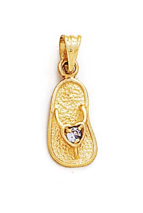 
14k Yellow Gold 2.5mm Light-Blue Birthstone Sandal Pendant
