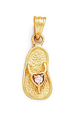 
14k Yellow Gold 2.5mm Light-Pink Birthstone Sandal Pendant
