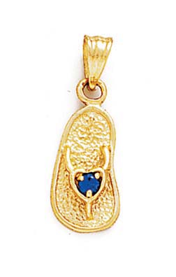 
14k Yellow Gold 2.5mm Dark-Blue Birthstone Sandal Pendant
