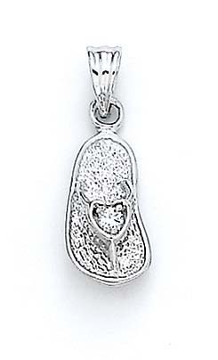 
14k White Gold White Birthstone Sandal Pendant 7/8 Inch
