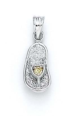 
14k White Gold Yellow Birthstone Sandal Pendant 7/8 Inch
