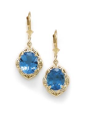 
14k Yellow Gold Blue Topaz Earrings
