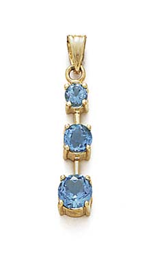 
14k Yellow Gold Stacked Blue Topaz Drop Pendant
