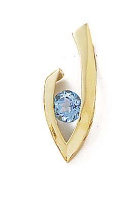 
14k Yellow Gold 6mm Round Blue Topaz Pendant
