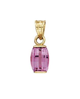 
14k Square Created Pink Sapphire Pendant
