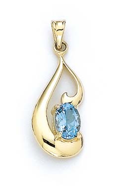 
14k Yellow Gold 6x8mm Oval Blue Topaz Pendant
