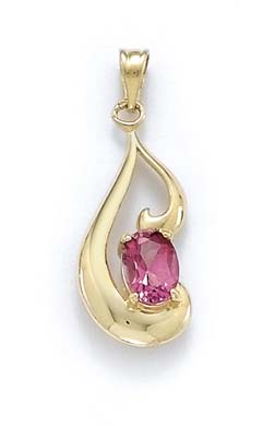 
14k Yellow Gold Swirl Pink Topaz Pendant
