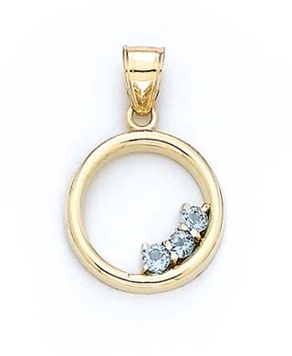 
14k Yellow Gold Round Blue Topaz Circle Pendant
