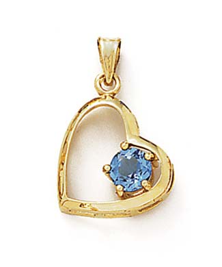 
14k Yellow Gold 6mm Blue Topaz Heart Pendant
