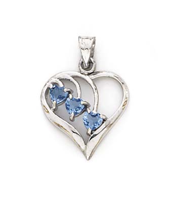 
14k White Gold Blue Topaz Heart Pendant
