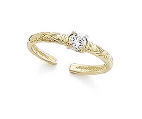 
14k Yellow Gold Pattern Band Cubic Zirconia Cubic Zirconia Toe Ring
