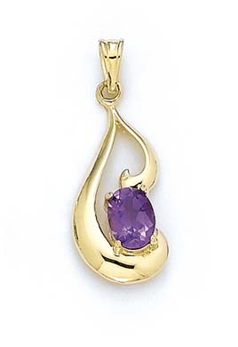 
14k Yellow Gold 6x8mm Oval Amethyst Pendant
