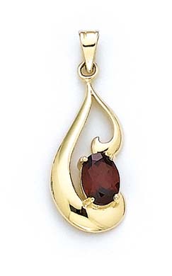 
14k Yellow Gold 6x8mm Oval Garnet Pendant
