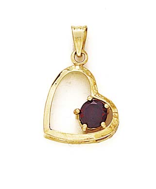 
14k Yellow Gold 6mm Garnet Heart Pendant
