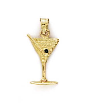 
14k Yellow Gold Martini Enamel Olive Pendant
