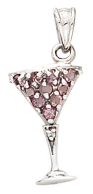 
14k Yellow Gold Pink Tourmaline Martini and Diamond Pendant
