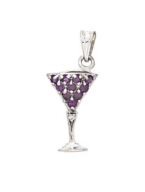 
14k Yellow Gold Martini Amethyst and Diamond Pendant
