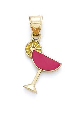 
14k Two-Tone Gold Enamel Margarita Glass Pendant
