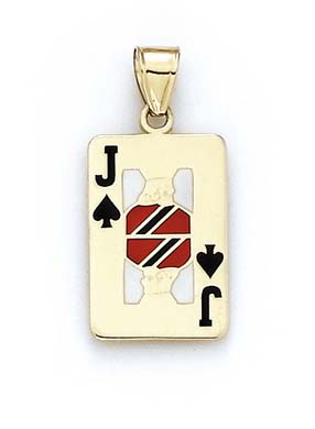 
14k Yellow Gold Enamel Jack Of Spades Pendant
