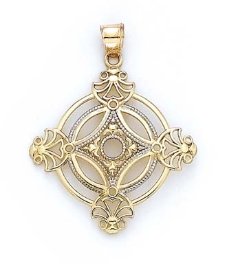 
14k Two-Tone Gold Old Fashion Medallion Pendant
