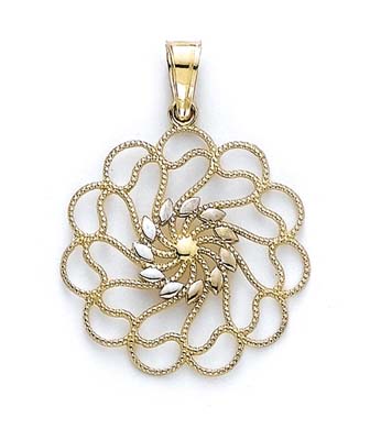 
14k Two-Tone Gold Filigree Medallion Pendant
