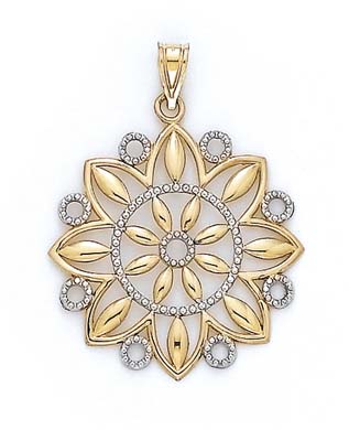 
14k Two-Tone Gold Starburst Flower Medium Pendant
