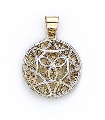 
14k Two-Tone Gold Two-Toneier Filigree Celtic Circle Pendant
