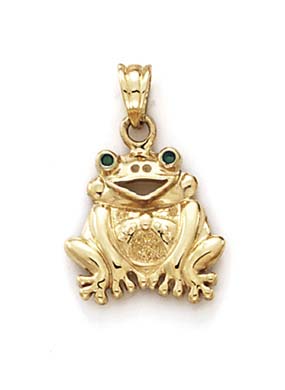 
14k Medium Grinning Frog Pendant
