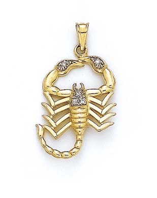 
14k Yellow Gold Diamond Scorpsion Pendant
