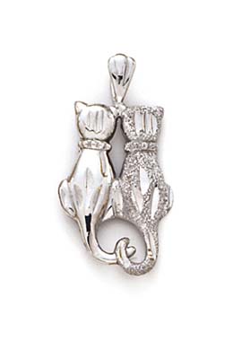 
14k White Gold Double Cat Small Pendant
