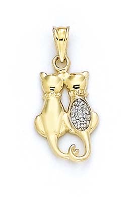 
14k Yellow Gold Diamond Cat Pendant
