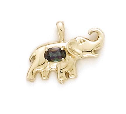 
14k Yellow Gold Mystic Topaz Elephant Pendant
