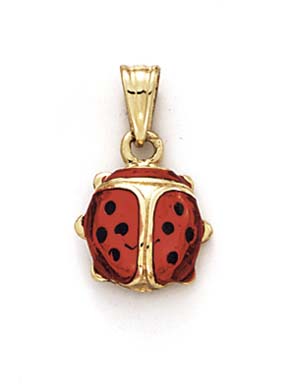 
14k Yellow Gold Enamel Ladybug Pendant
