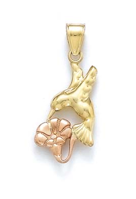 
14k Two-Tone Gold Humming Bird Pendant
